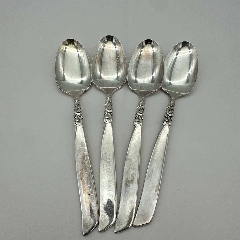 Set of 4 Oneida Community South Seas Silverplate Teaspoons 6 1/8" Vintage MCM